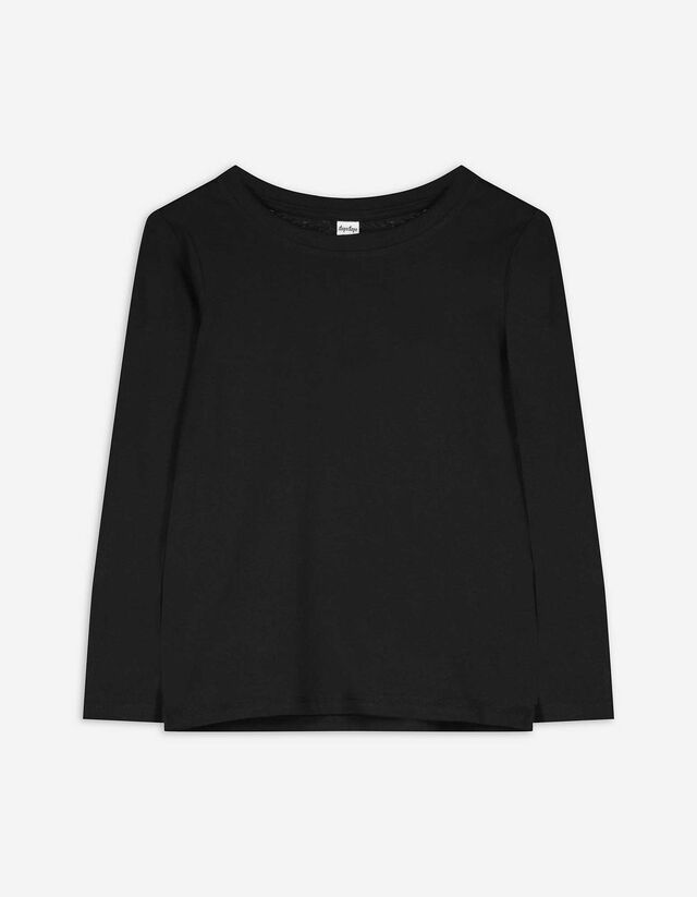 Langarmshirt - einfarbig - schwarz