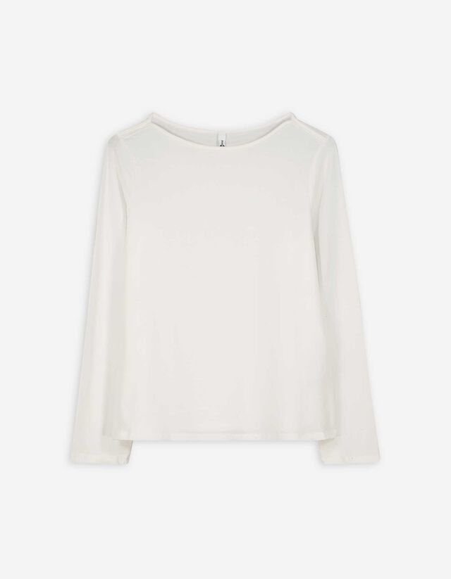 T-Shirt - Stehkragen - wei&szlig;