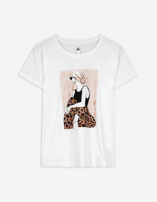 T-Shirt - Leopardenmuster - wei&szlig;