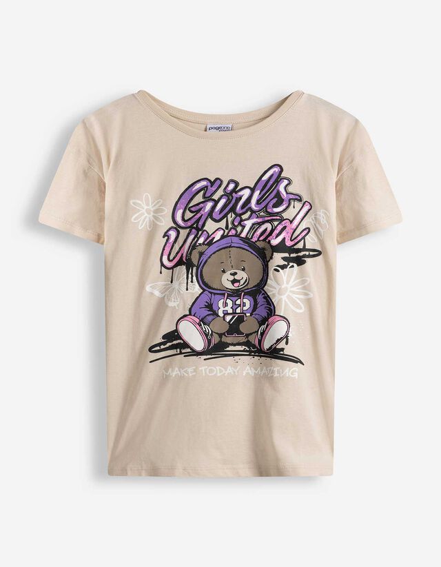 T-Shirt - Frontprint - beige