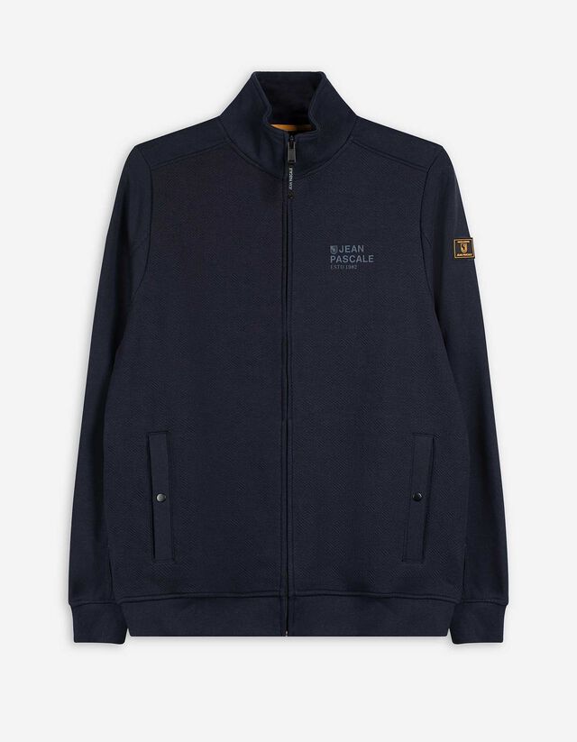 Sweatjacke - Stehkragen - dunkelblau