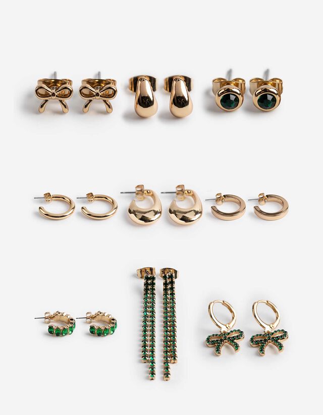 Ohrringe - 9er-Pack - goldfarben