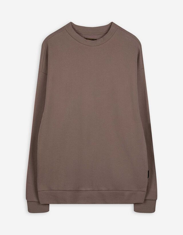 Sweatshirt - Rundhals-Ausschnitt - hellbraun