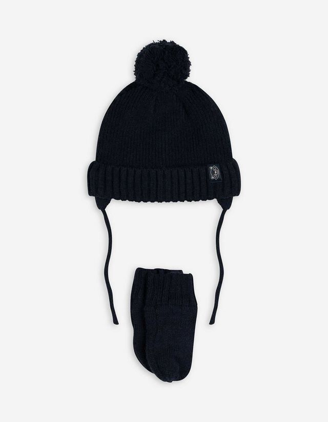 Set aus M&uuml;tze und Handschuhe - Fleecefutter - dunkelblau