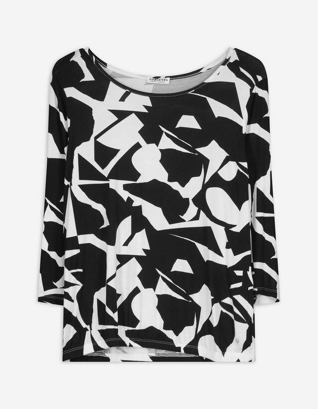 Langarmshirt - Allover-Print - schwarz
