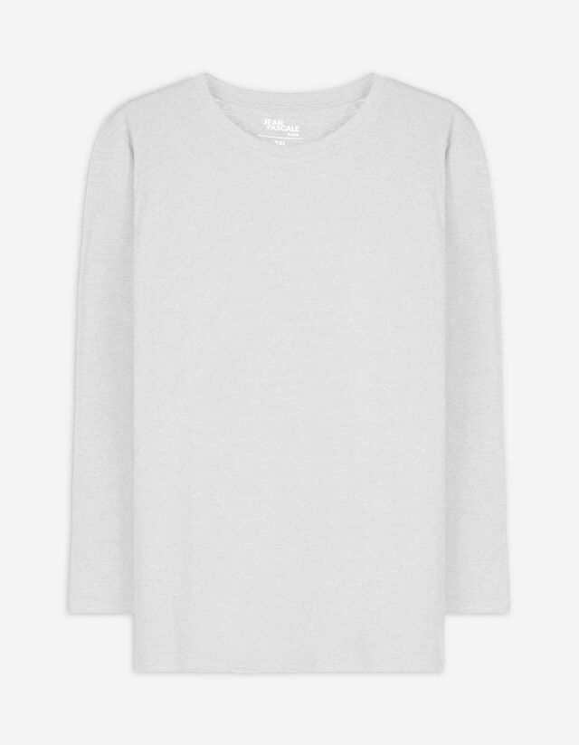 Langarmshirt - Baumwolle - wei&szlig;