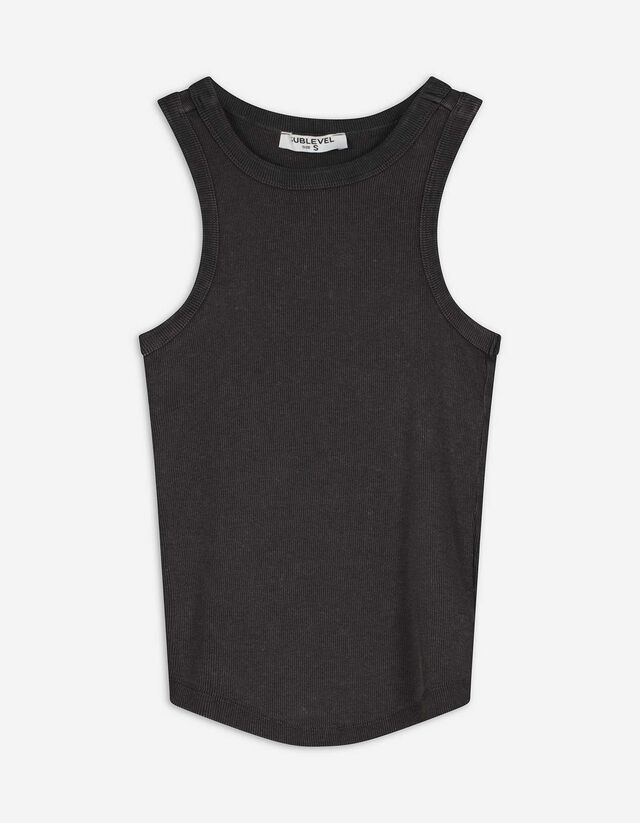 Top - Rippenstruktur - hellgrau