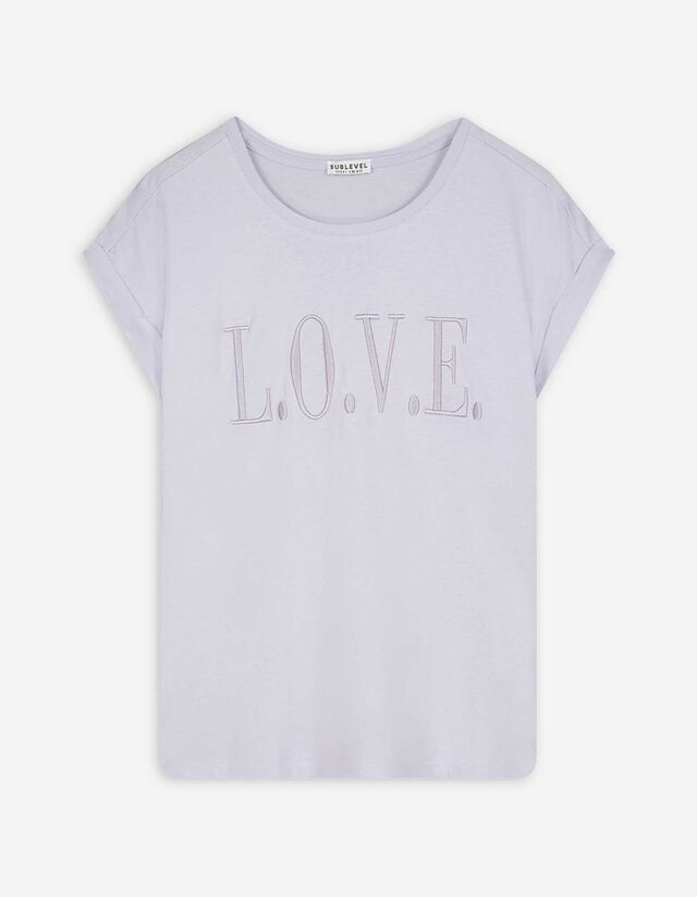 T-Shirt - Stickerei - lila