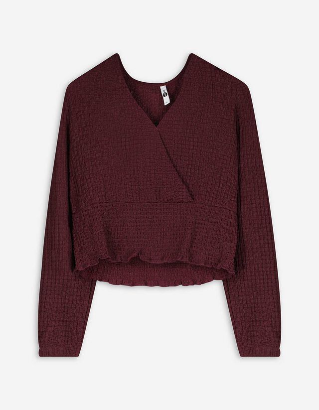 Langarmshirt - Crinkle-Optik - dunkellila