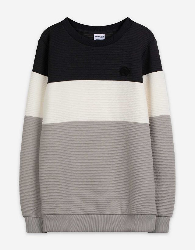 Sweatshirt - Color-Blocking - dunkelgrau