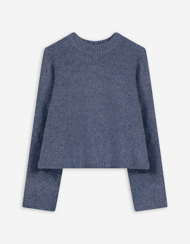 Strickpullover - &Uuml;berschnittene Schultern - blau