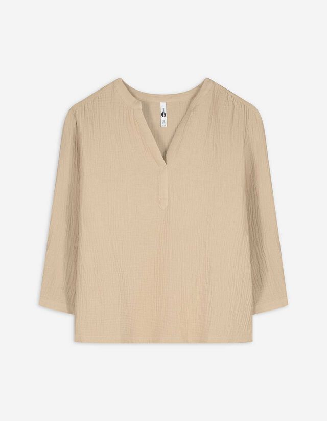 Bluse - V-Ausschnitt - hellbraun
