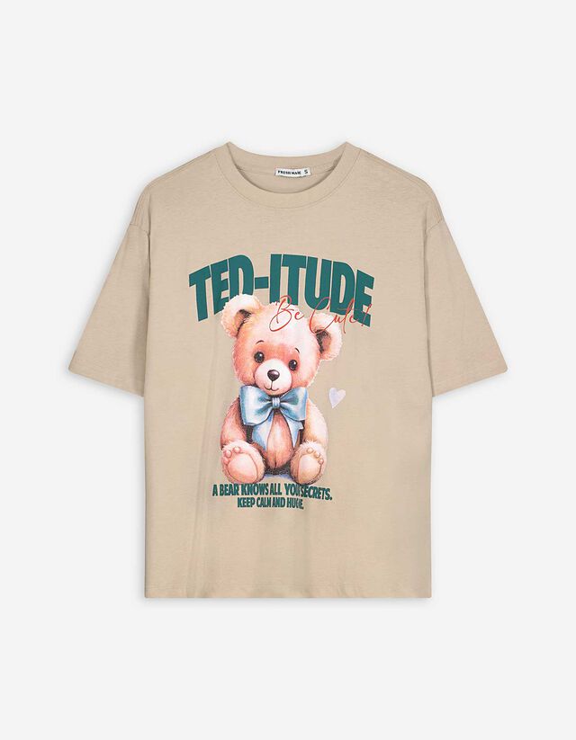 T-Shirt - Animal-Muster - beige