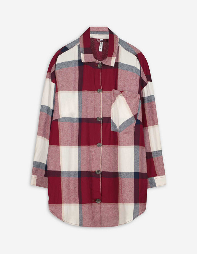 Longshirt - Hemdkragen - dunkelrot