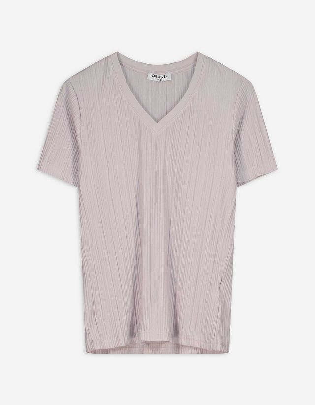 T-Shirt - Plisseefalten - beige