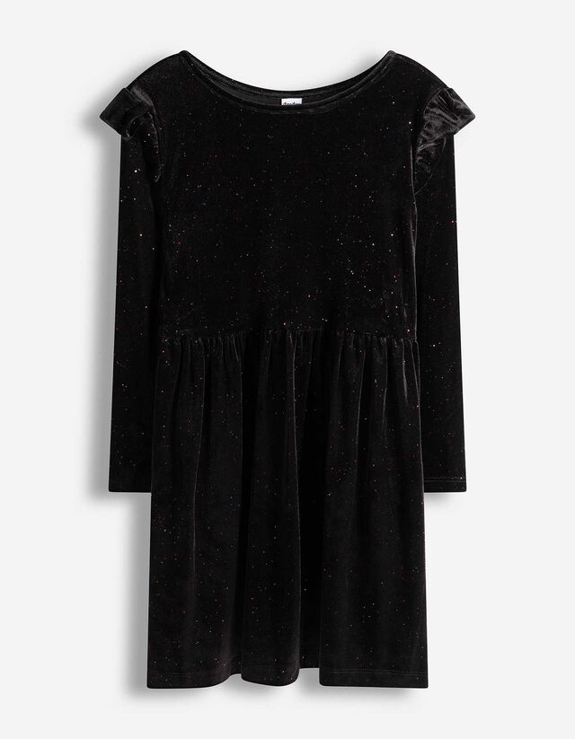 Kleid - Glitzerstoff - schwarz