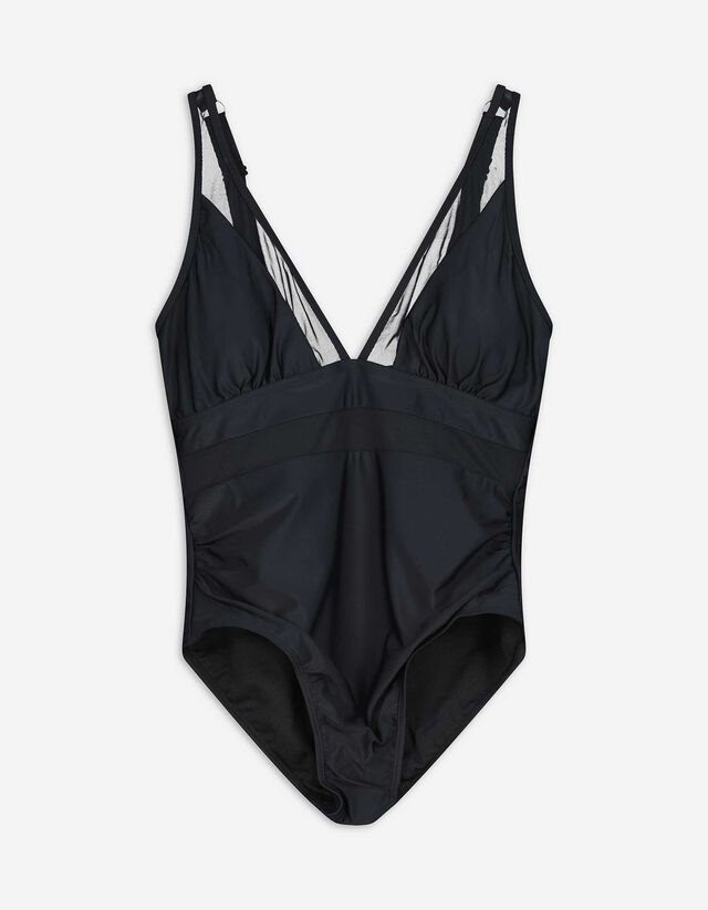 Badeanzug - Mesh - schwarz