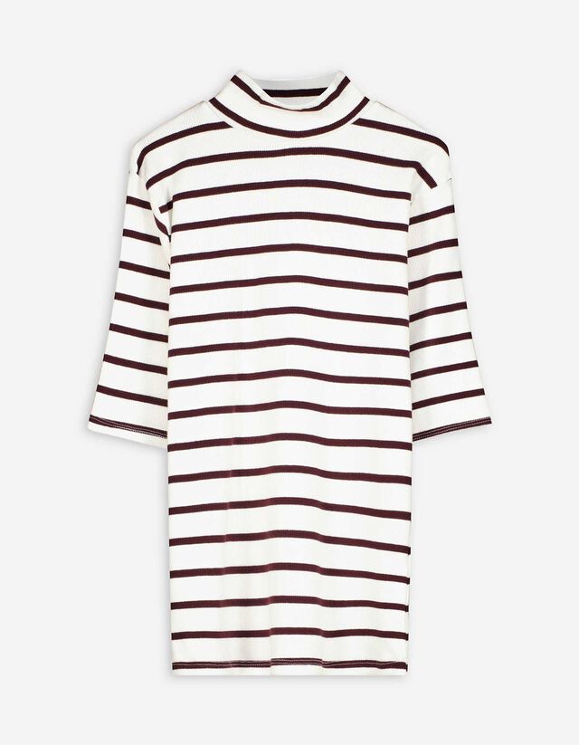 T-Shirt - Stehkragen - wei&szlig;