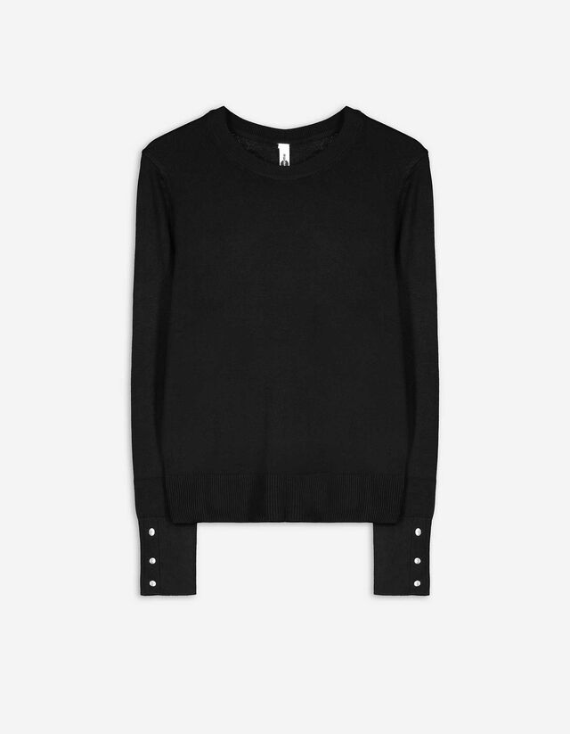 Pullover - Zierkn&ouml;pfe - schwarz