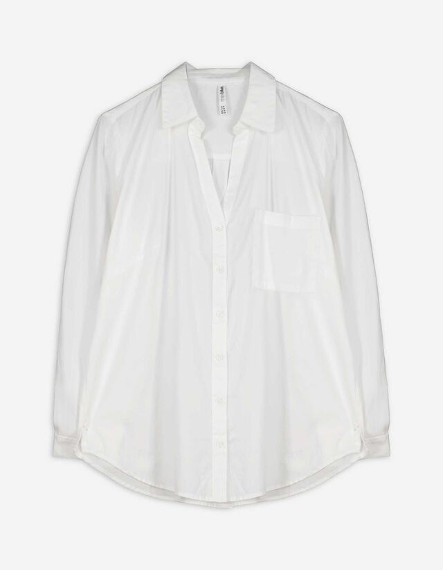 Hemdbluse - Brusttasche - wei&szlig;