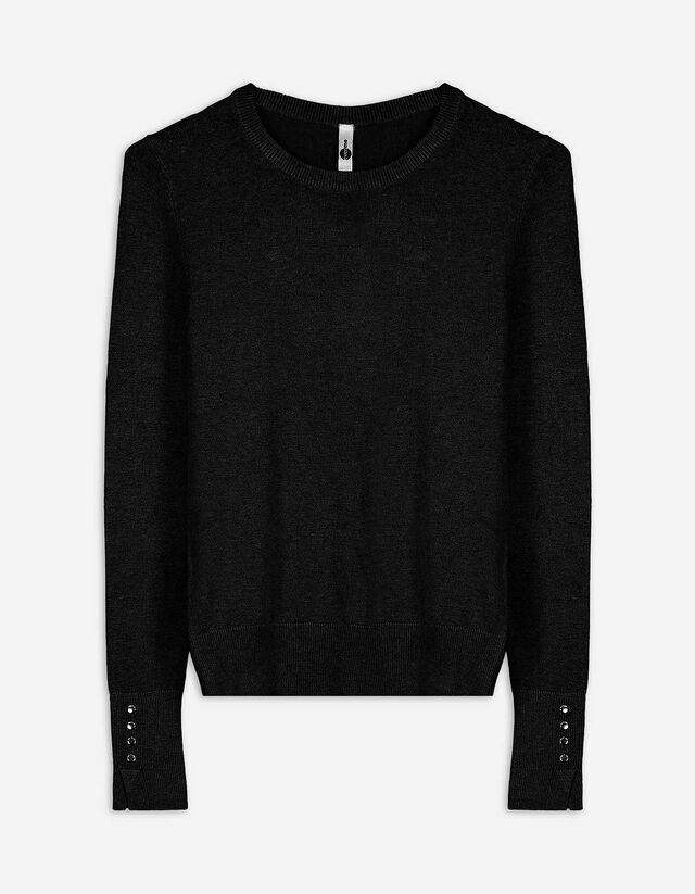 Strickpullover - Zierkn&ouml;pfe - schwarz