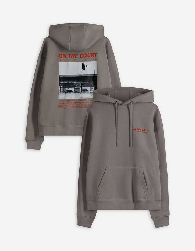 Sweatshirt - R&uuml;ckenprint - dunkelgrau