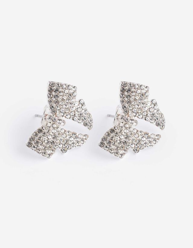 Ohrringe - Schleifen - silberfarben