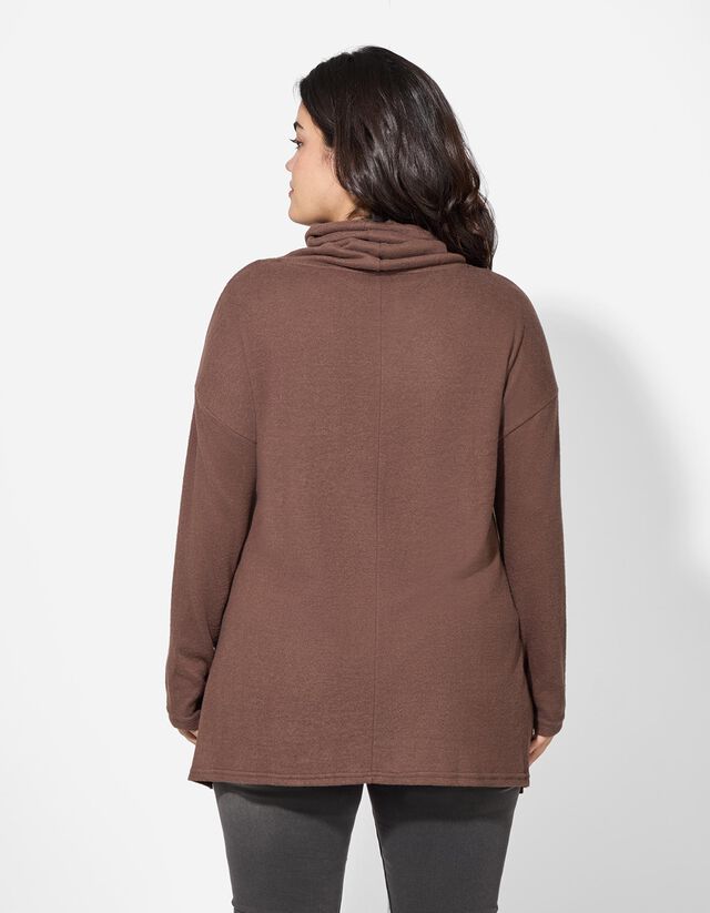 Langarmshirt - Stickerei - braun