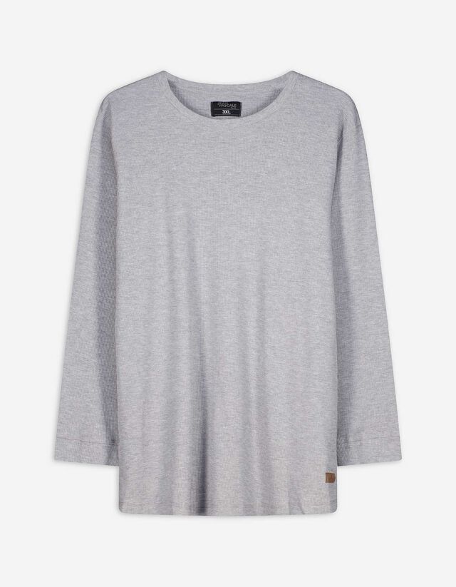 Langarmshirt - Baumwolle - grau