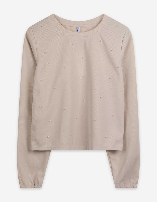 Shirt - Zierperlen - wei&szlig;