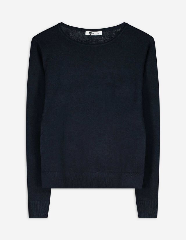 Strickpullover - Rundhals-Ausschnitt - dunkelblau