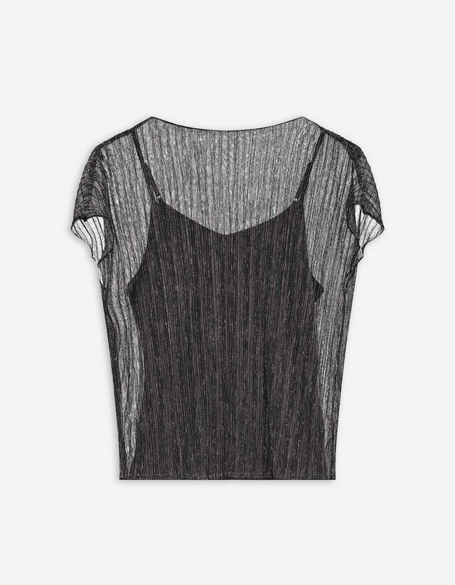 T-Shirt - Glitzerstoff - schwarz