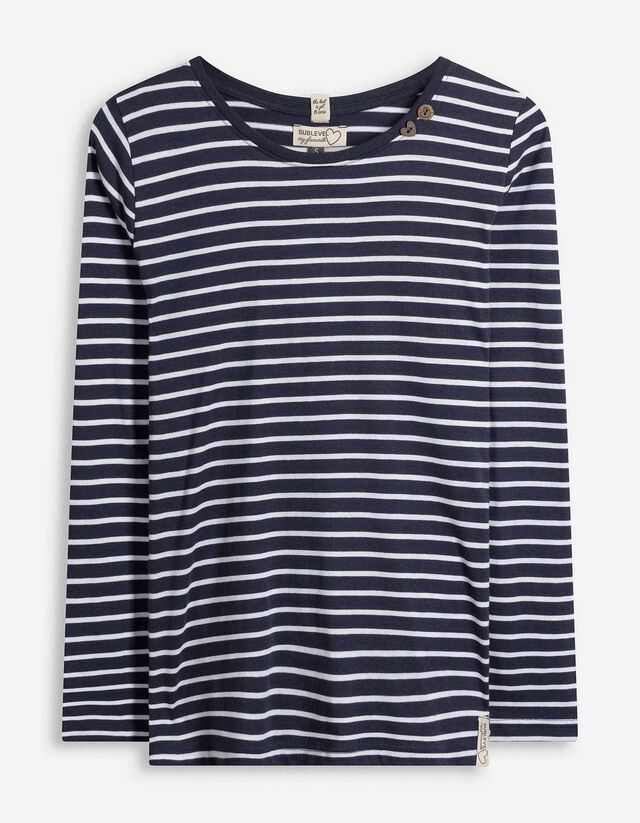 Langarmshirt - Zierkn&ouml;pfe - dunkelblau