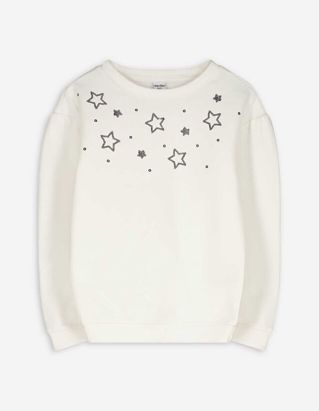 Sweatshirt - Ziersteine - wei&szlig;