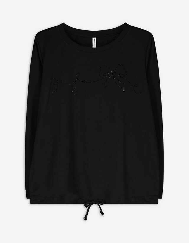 Pullover - Ziersteine - schwarz