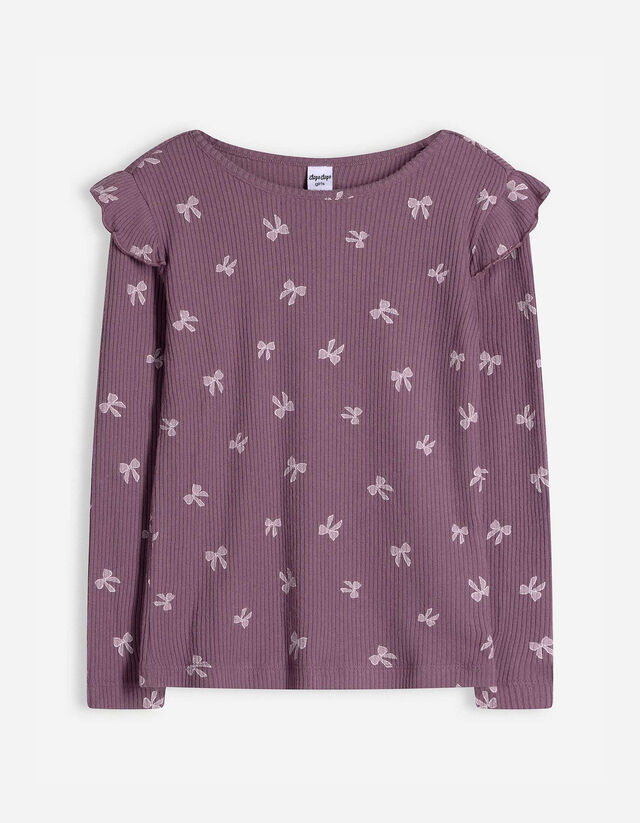 Langarmshirt - Allover-Print - dunkellila