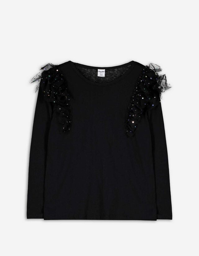 Langarmshirt - einfarbig - schwarz