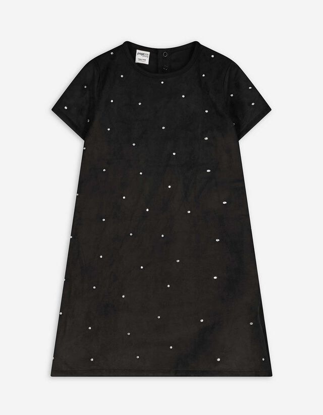 Kleid in A-Linie - Strasssteine - schwarz