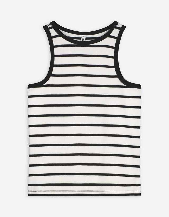 Top - Gerippt - wei&szlig;