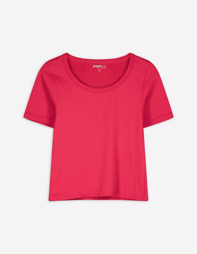 Cropped Shirt - Rippenstruktur - pink