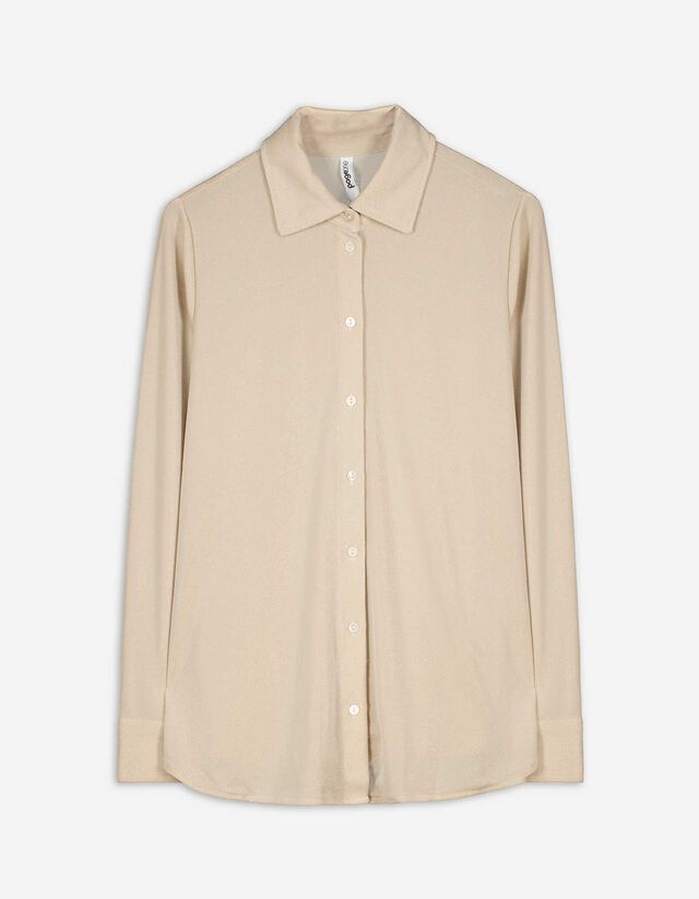 Hemdbluse - Lurex - beige