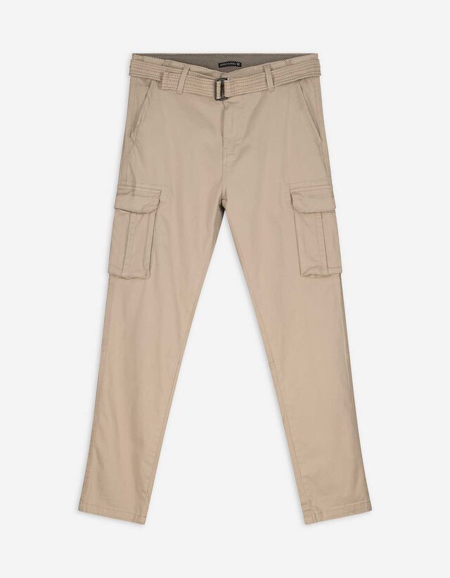 Cargohose - G&uuml;rtel - beige