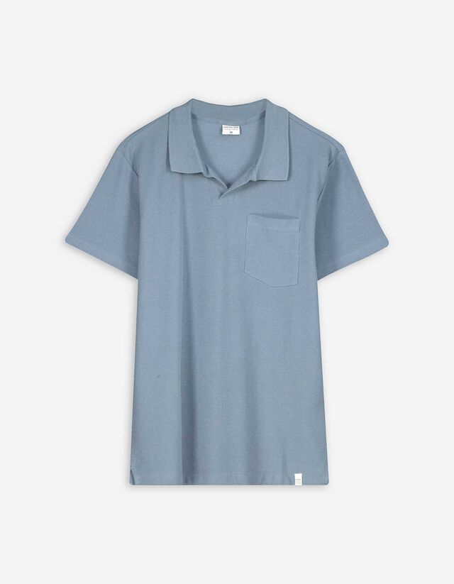Poloshirt - Waffelstruktur - hellblau