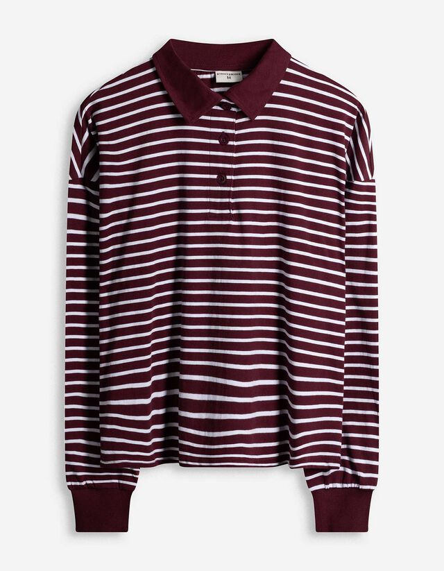 Poloshirt - Streifen - dunkelrot