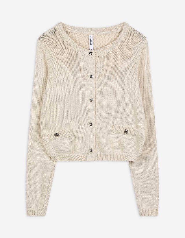 Cardigan - Knopfleiste - wei&szlig;