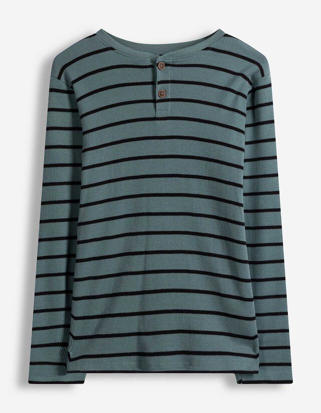 Langarmshirt - Knopfleiste - gr&uuml;n