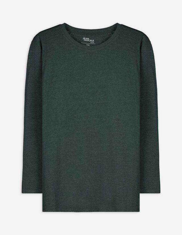 Langarmshirt - Baumwolle - dunkelgr&uuml;n