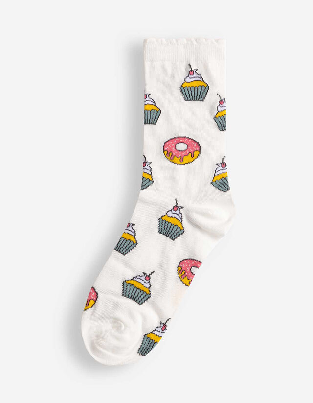 Socken - Allover-Muster - wei&szlig;