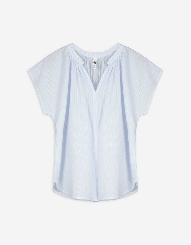 Bluse - V-Ausschnitt - hellblau