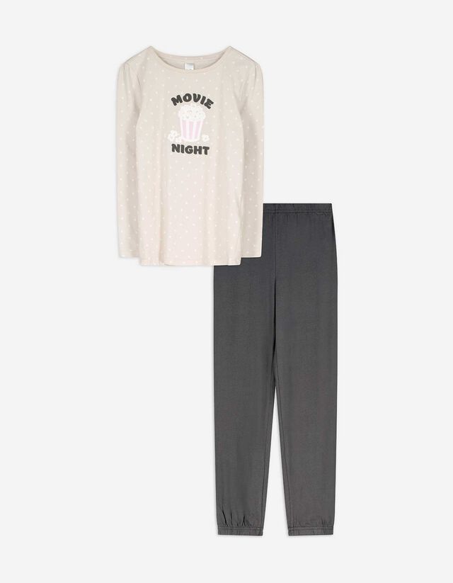 Pyjama Set aus Shirt und Hose - Mustermix - bronzefarben